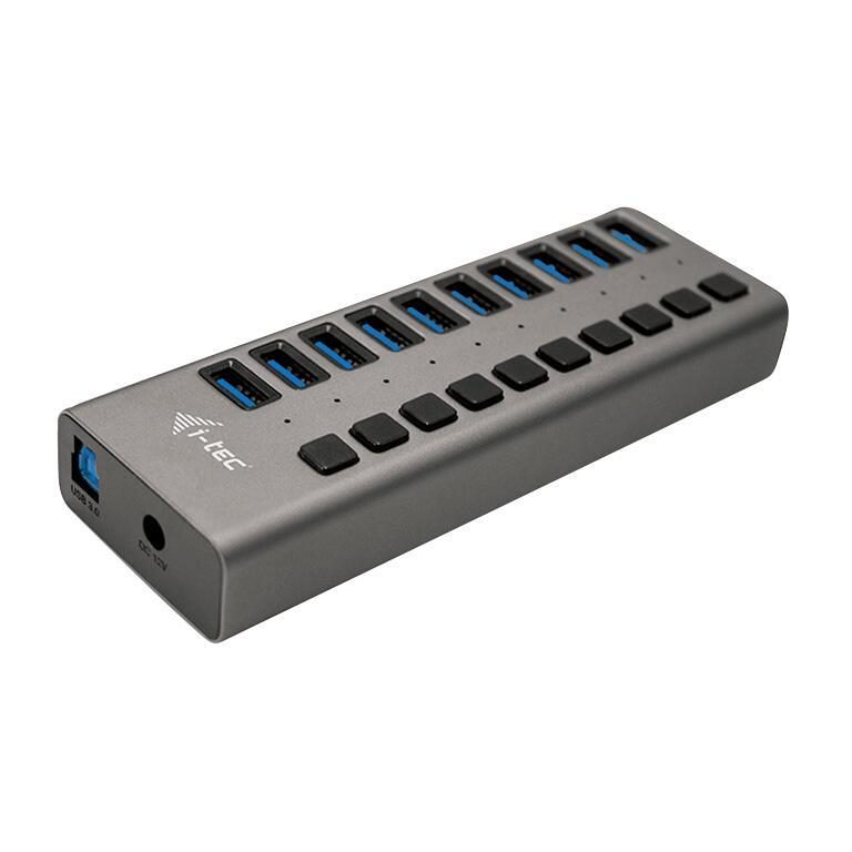 I-TEC USB-A Charging HUB 10 Port mit externem Netzadapter 48W von I-TEC