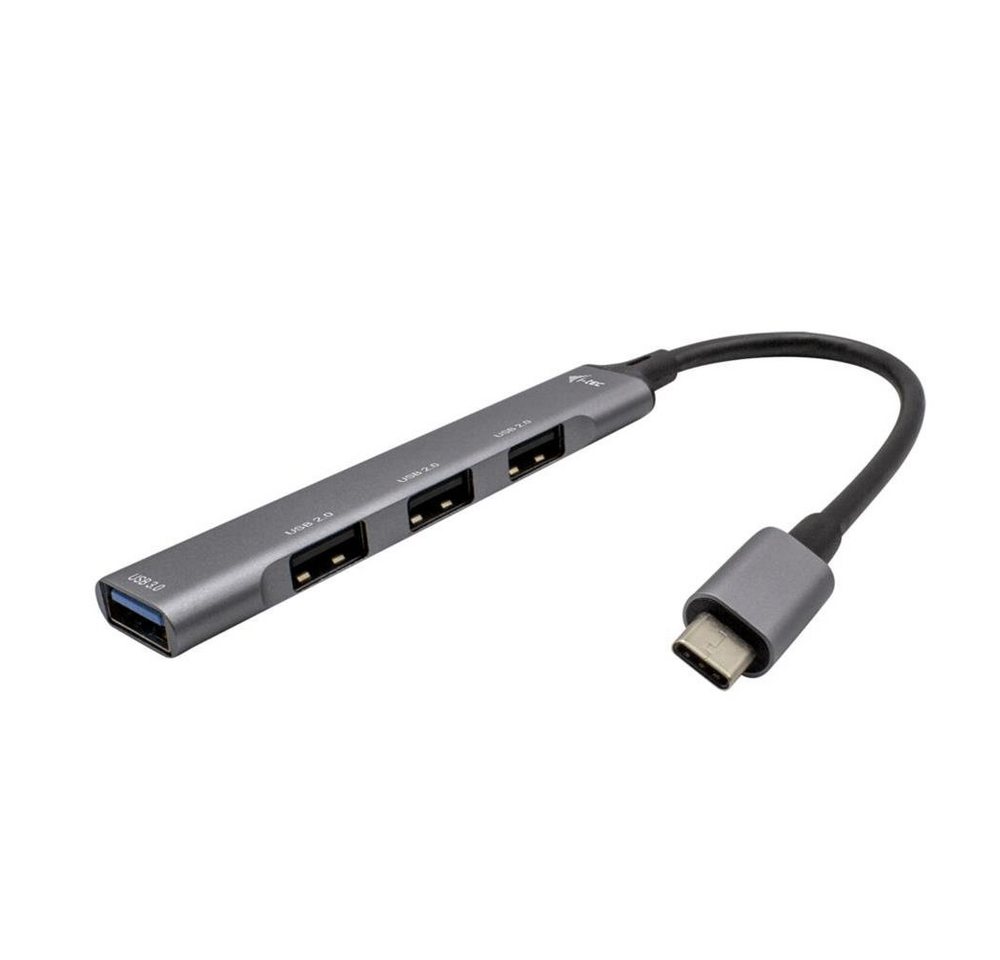 I-TEC USB-Verteiler USB-C Metal HUB 1x USB 3.0 + 3x USB 2.0, Silber mit integriertem USB-C-Kabel von I-TEC