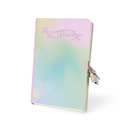 I-TOTAL® - Geheimbuch mit Metallschloss und zwei Schlüsseln/Geheimbuch mit Seiten A PUNTINI, Tagebuch für Geheimnisse, weißes Papier (Rainbow Dream) von I-TOTAL