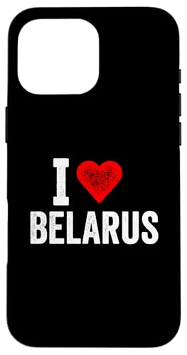 Lustiges Design Retro I Love Belarus mit rotem Herz Hülle für iPhone 16 Pro Max von I love "Custom" All Country's Tee