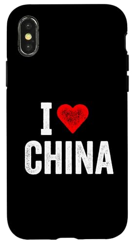 Lustiges Design Retro I Love China mit rotem Herz Hülle für iPhone X/XS von I love "Custom" All Country's Tee