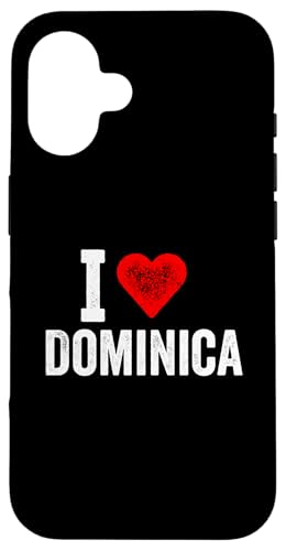 Lustiges Design Retro I Love Dominica mit rotem Herz Hülle für iPhone 16 von I love "Custom" All Country's Tee
