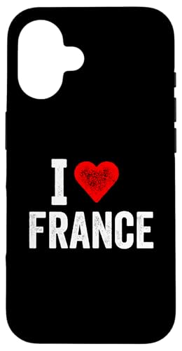Lustiges Design Retro I Love France mit rotem Herz Hülle für iPhone 16 von I love "Custom" All Country's Tee