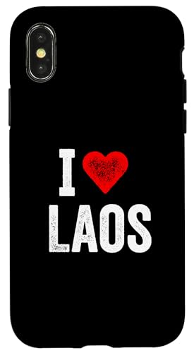 Lustiges Design Retro I Love Laos mit rotem Herz Hülle für iPhone X/XS von I love "Custom" All Country's Tee