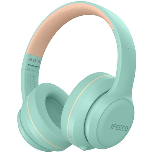 IFECCO Bluetooth Kopfhörer Over-Ear - Kopfhörer Kabellos mit Mikrofon,Faltbares HiFi Stereo Wireless kopfhörer für Reisen/Büro/Handy/PC(Grün) von I love e iFecco