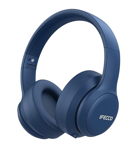 IFECCO Bluetooth Kopfhörer Over-Ear - Kopfhörer Kabellos mit Mikrofon,Faltbares HiFi Stereo Wireless kopfhörer für Reisen/Büro/Handy/PC（Preußischblau） von I love e iFecco