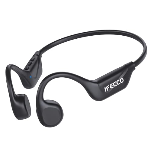 IFECCO Knochenschall Kopfhörer Bluetooth 5.4 - Open Ear Bone Conduction Kopfhörer Kabellos,IPX5 wasserdichte Schweißfeste Knochenschall Headset,Sport Kopfhörer für Läufer Radfahren Fahrrad von I love e iFecco