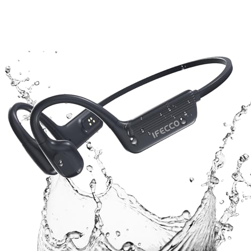 IFECCO Kopfhörer Schwimmen Bluetooth 5.4 - IP68 wasserdichte Knochenschall Kopfhörer Schwimmen,Open Ear Unterwasser Kopfhörer mit 32G Mp3 zum Schwimmen Radfahren Laufen von I love e iFecco