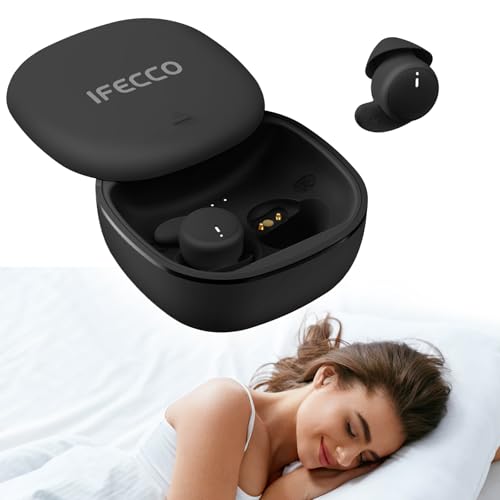 IFECCO SchlafKopfhörer Seitenschläfer, Mini In Ear Kopfhörer Bluetooth zum Schlafen, Kabellose Wasserdicht Unsichtbare Kopfhörer für Schlaf, Sport, Konzentration und Reisen (Schwarz) von I love e iFecco
