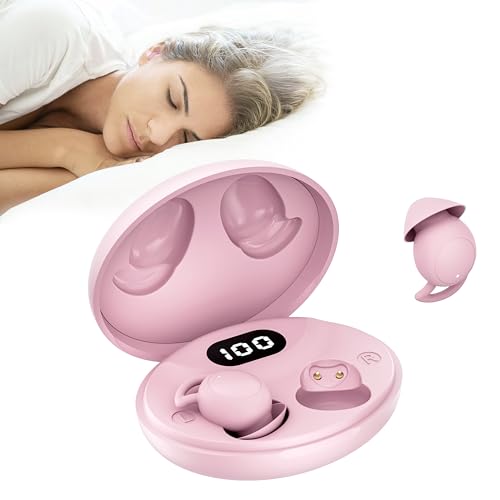IFECCO Sleep Earbuds Bluetooth, kleine Schlafkopfhörer für Seitenschläfer, unsichtbare Ohrhörer, komfortable Geräuschblockierung, IPX6 wasserdichte kabellose Ohrhörer zum Schlafen（Rosa） von I love e iFecco