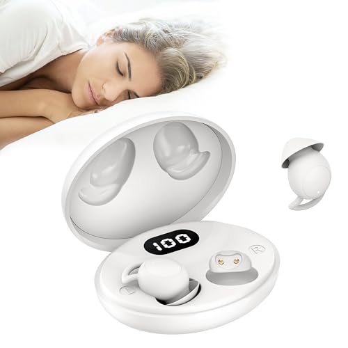 IFECCO Sleep Earbuds Bluetooth, kleine Schlafkopfhörer für Seitenschläfer, unsichtbare Ohrhörer, komfortable Geräuschblockierung, IPX6 wasserdichte kabellose Ohrhörer zum Schlafen（Weiß） von I love e iFecco