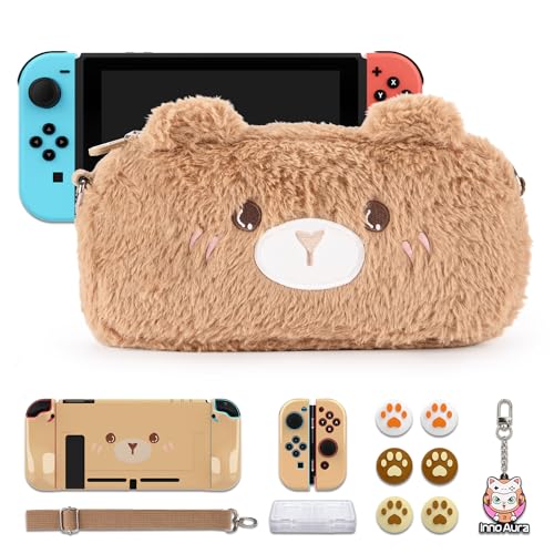 innoAura Switch Case, 15 in 1 Switch Zubehör Bundle mit Switch Tragetasche Plüsch, Switch Case Niedlicher Bär, Switch Displayschutzfolie, Switch Game Case(Brauner Bär) innoAura Switch Case, 15 in 1 Switch Zubehör Bundle mit Switch Tragetasche Plüsch, Switch Case Niedlicher Bär, Switch Displayschutzfolie, Switch Game Case(Brauner Bär) von IA innoAura
