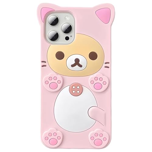 IAIYOXI 3D Cute Cartoon Bear Phone Case for iPhone 7 Fashion Stylish Funny Pink Bear Design Soft TPU Protective Case Kawaii Silicone Cover for Women Girls Kids von IAIYOXI