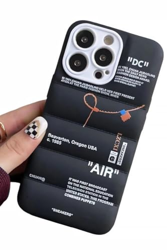 IAIYOXI Puffer Hülle mit Sportschuhen Marken-Design für iPhone 13 Pro Max, Sneakers Ins Weiß oder Schwarz Label Soft Cover,Schwarz Puffy Cover für iPhone 14 13 12 11 Pro Max Plus X XS XR 7 8 (schwarz) von IAIYOXI