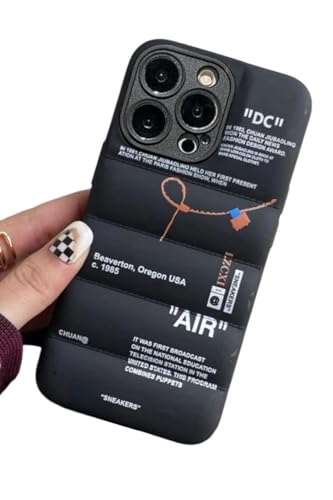 IAIYOXI Puffer-Schutzhülle mit Sportschuhen, Marken-Design für iPhone 12, Sneakers, weiches Cover, Schwarze Puffy-Hülle für iPhone 14, 13, 12, 11 Pro Max Plus, X, XS, XR, 7, 8, Schwarz von IAIYOXI