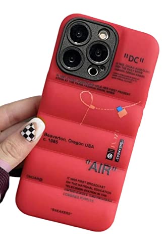 IAIYOXI Puffer-Schutzhülle mit Sportschuhen, Markendesign für iPhone 15 Pro, Sneaker-Ins, weißes oder schwarzes Etikett, weiche Hülle, rot, geschwollene Hülle für iPhone Modell 15, 14, 13, 12, 11 Pro von IAIYOXI