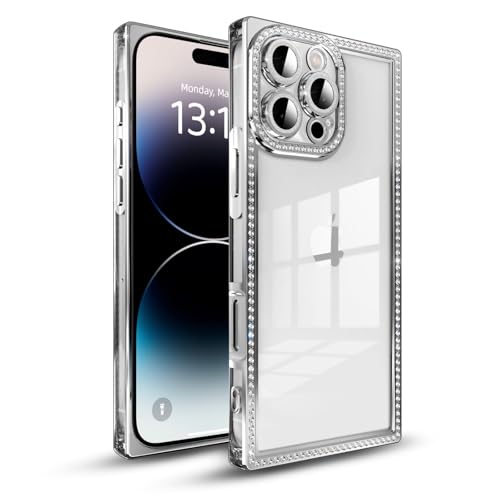 IAIYOXI Rechteckige Glitzer-Schutzhülle für iPhone 13 Pro Max, niedlich, luxuriös, glitzernd, vollständiger Kameraschutz, weiches TPU, stoßfest, schlanke Handyhülle für Damen und Mädchen (iPhone 13 von IAIYOXI