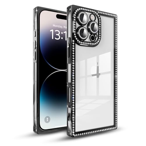 IAIYOXI Rechteckige Glitzer-Schutzhülle für iPhone 14 Pro Max, niedlich, luxuriös, glitzernd, vollständiger Kameraschutz, weiches TPU, stoßfest, schlanke Handyhülle für Damen und Mädchen (iPhone 14 von IAIYOXI