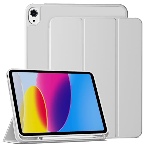 IAMKHO Hülle für iPad (A16) 11. Generation 11 Zoll 2025, Hülle für iPad 10. Generation 2022 10.9 Zoll mit Stifthalter, Dünne Schutzhülle Unterstützt Touch-ID, Automatisches Ruhen/Wecken (Grau) von IAMKHO