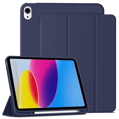 IAMKHO Hülle für iPad (A16) 11. Generation 11 Zoll 2025, Hülle für iPad 10. Generation 2022 10.9 Zoll mit Stifthalter, Dünne Schutzhülle Unterstützt Touch-ID, Automatisches Ruhen/Wecken (Navy Blau) von IAMKHO