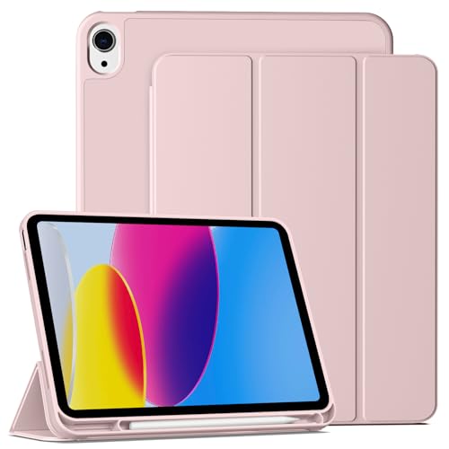 IAMKHO Hülle für iPad (A16) 11. Generation 11 Zoll 2025, Hülle für iPad 10. Generation 2022 10.9 Zoll mit Stifthalter, Dünne Schutzhülle Unterstützt Touch-ID, Automatisches Ruhen/Wecken (Rosa) von IAMKHO