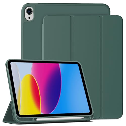IAMKHO Hülle für iPad (A16) 11. Generation 11 Zoll 2025, Hülle für iPad 10. Generation 2022 10.9 Zoll mit Stifthalter, Dünne Schutzhülle Unterstützt Touch-ID, Automatisches Ruhen/Wecken (Nachtgrün) von IAMKHO