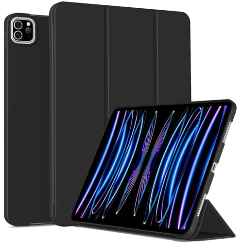 IAMKHO Hülle für iPad Pro 11 Zoll M4 2024 (5. Gen), Ultradünne Dreifach Faltbare Standhülle Unterstützt Pencil Pro und Pencil(USB-C), Magnetische Schutzhülle mit Auto Wachen/Schlafen (Schwarz) von IAMKHO
