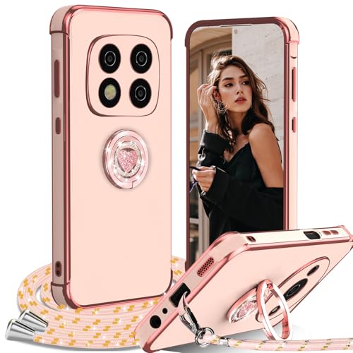 Hülle für Xiaomi Redmi Note 14 Pro 5G mit Band, Handykette Herz Ring Ständer HandyHülle mit Kordel für Frauen Mädchen Stoßfeste Anti-Kratzt SchutzHülle mit Schnur für Redmi Note 14 Pro Case, Rosa Hülle für Xiaomi Redmi Note 14 Pro 5G mit Band, Handykette Herz Ring Ständer HandyHülle mit Kordel für Frauen Mädchen Stoßfeste Anti-Kratzt SchutzHülle mit Schnur für Redmi Note 14 Pro Case, Rosa von IBETEK