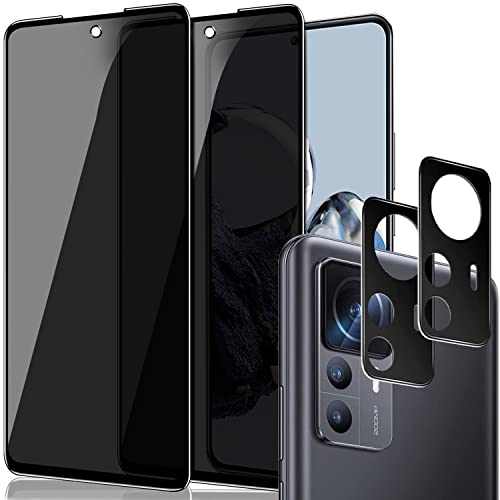 IBETEK 2 Stück Schutzfolie für Xiaomi 12T 5G Sichtschutz Panzerglasfolie Anti-Spy mit 2 Stück Kamera Schutzfolie,Dunkel Folie Blickschutzfolie Displayschutzfolie von IBETEK