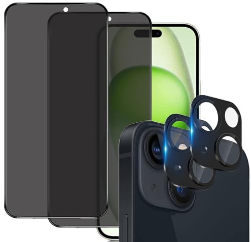 IBETEK 2 Stück Schutzfolie für iPhone 15 Plus Sichtschutz Panzerglasfolie Anti-Spy mit 2 Stück Kamera Schutzfolie,Dunkel Folie Blickschutzfolie Displayschutzfolie IBETEK 2 Stück Schutzfolie für iPhone 15 Plus Sichtschutz Panzerglasfolie Anti-Spy mit 2 Stück Kamera Schutzfolie,Dunkel Folie Blickschutzfolie Displayschutzfolie von IBETEK