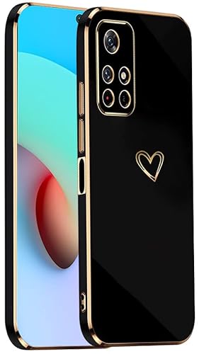 IBETEK Handyhülle für Redmi Note 11 4G/ Redmi Note 11S(4G) Hülle, Herz Muster Mädchen Galvanisierte Weich TPU Silikon Schutzhülle Ultra Dünn Case Stoßfeste Cover mit Kameraschutz- Schwarz von IBETEK