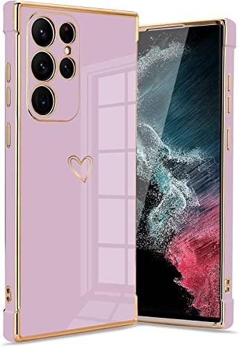 IBETEK Handyhülle für Samsung Galaxy S22 Ultra 5G Hülle, Herz Muster Galvanisierte Weich TPU Silikon Schutzhülle Ultra Dünn Case Stoßfeste Cover mit Kameraschutz für Samsung S22 Ultra Violett IBETEK Handyhülle für Samsung Galaxy S22 Ultra 5G Hülle, Herz Muster Galvanisierte Weich TPU Silikon Schutzhülle Ultra Dünn Case Stoßfeste Cover mit Kameraschutz für Samsung S22 Ultra Violett von IBETEK