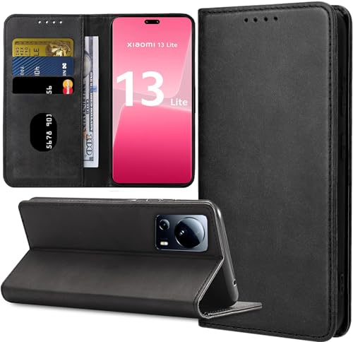 IBETEK Handyhülle für Xiaomi 13 Lite 5G Hülle Leder [Standfunktion] [Kartenfach] für Xiaomi 13 Lite 5G Hülle Klappbar Leder Flip Wallet Feste Case von IBETEK