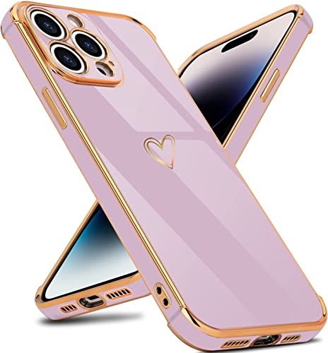 IBETEK Handyhülle für iPhone 14 Pro Hülle, Herz Muster Mädchen Galvanisierte Weich TPU Silikon Schutzhülle Ultra Dünn Case Stoßfeste Cover mit Kameraschutz für iPhone 14 Pro Violett IBETEK Handyhülle für iPhone 14 Pro Hülle, Herz Muster Mädchen Galvanisierte Weich TPU Silikon Schutzhülle Ultra Dünn Case Stoßfeste Cover mit Kameraschutz für iPhone 14 Pro Violett von IBETEK