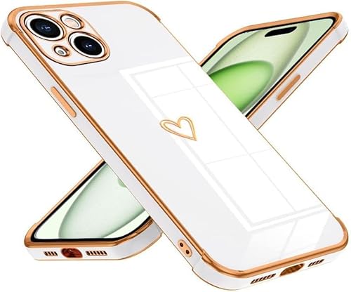 IBETEK Handyhülle für iPhone 15 Plus Hülle, Herz Muster Mädchen Galvanisierte Weich TPU Silikon Schutzhülle Ultra Dünn Case Stoßfeste Cover mit Kameraschutz für iPhone 15 Plus Weiß IBETEK Handyhülle für iPhone 15 Plus Hülle, Herz Muster Mädchen Galvanisierte Weich TPU Silikon Schutzhülle Ultra Dünn Case Stoßfeste Cover mit Kameraschutz für iPhone 15 Plus Weiß von IBETEK