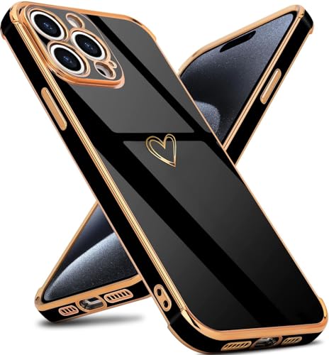 IBETEK Handyhülle für iPhone 15 Pro Hülle, Herz Muster Mädchen Galvanisierte Weich TPU Silikon Schutzhülle Ultra Dünn Case Stoßfeste Cover mit Kameraschutz für iPhone 15 Pro Schwarz IBETEK Handyhülle für iPhone 15 Pro Hülle, Herz Muster Mädchen Galvanisierte Weich TPU Silikon Schutzhülle Ultra Dünn Case Stoßfeste Cover mit Kameraschutz für iPhone 15 Pro Schwarz von IBETEK
