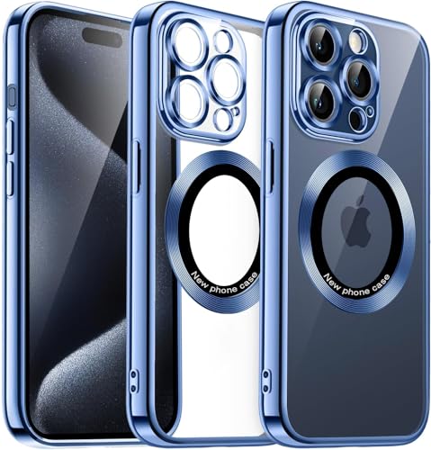 IBETEK Handyhülle für iPhone 15 Pro Max Hülle Kompatibel mit MagSafe, Clear Magnetisch Galvanisierte Hülle, Ultra Dünn Weiche Silikon Hülle mit Kameraschutz Stoßfest Case, Blau IBETEK Handyhülle für iPhone 15 Pro Max Hülle Kompatibel mit MagSafe, Clear Magnetisch Galvanisierte Hülle, Ultra Dünn Weiche Silikon Hülle mit Kameraschutz Stoßfest Case, Blau von IBETEK