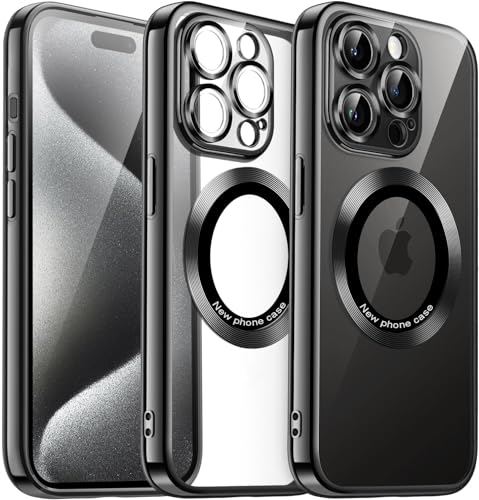 IBETEK Handyhülle für iPhone 15 Pro Max Hülle Kompatibel mit MagSafe, Clear Magnetisch Galvanisierte Hülle, Ultra Dünn Weiche Silikon Hülle mit Kameraschutz Stoßfest Case, Schwarz IBETEK Handyhülle für iPhone 15 Pro Max Hülle Kompatibel mit MagSafe, Clear Magnetisch Galvanisierte Hülle, Ultra Dünn Weiche Silikon Hülle mit Kameraschutz Stoßfest Case, Schwarz von IBETEK