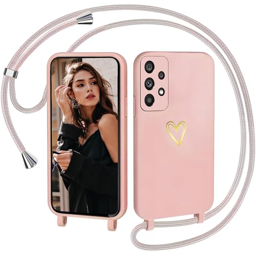 IBETEK Handykette Hülle für Samsung Galaxy A53 5G Handyhülle Necklace, Herz Muster Silikon Necklace Handyhülle mit Abnehmbar Kordel zum Umhängen Stossfest Bumper Handy für Galaxy A53 5G, Rosa IBETEK Handykette Hülle für Samsung Galaxy A53 5G Handyhülle Necklace, Herz Muster Silikon Necklace Handyhülle mit Abnehmbar Kordel zum Umhängen Stossfest Bumper Handy für Galaxy A53 5G, Rosa von IBETEK