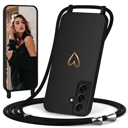 IBETEK Handykette Hülle für Samsung Galaxy A55 5G Handyhülle Necklace, Herz Muster Silikon Necklace Handyhülle mit Abnehmbar Kordel zum Umhängen Stossfest Bumper Handy für Galaxy A55 5G, Schwarz IBETEK Handykette Hülle für Samsung Galaxy A55 5G Handyhülle Necklace, Herz Muster Silikon Necklace Handyhülle mit Abnehmbar Kordel zum Umhängen Stossfest Bumper Handy für Galaxy A55 5G, Schwarz von IBETEK