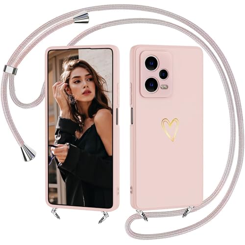 IBETEK Handykette Hülle für Xiaomi Redmi Note 12 Pro+ Plus 5G Handyhülle Necklace, Herz Muster Silikon Necklace Handyhülle mit Abnehmbar Kordel zum Umhängen Stossfest Bumper für Redmi 12 Pro+, Rosa IBETEK Handykette Hülle für Xiaomi Redmi Note 12 Pro+ Plus 5G Handyhülle Necklace, Herz Muster Silikon Necklace Handyhülle mit Abnehmbar Kordel zum Umhängen Stossfest Bumper für Redmi 12 Pro+, Rosa von IBETEK