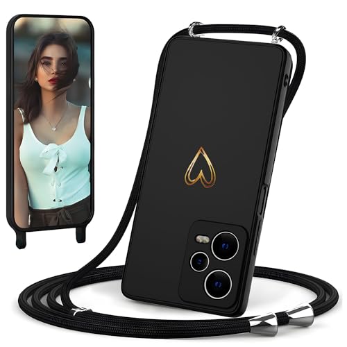 IBETEK Handykette Hülle für Xiaomi Redmi Note 12 Pro 5G Handyhülle Necklace, Herz Muster Silikon Necklace Handyhülle mit Abnehmbar Kordel zum Umhängen Stossfest Bumper Handy für Redmi 12 Pro,Schwarz IBETEK Handykette Hülle für Xiaomi Redmi Note 12 Pro 5G Handyhülle Necklace, Herz Muster Silikon Necklace Handyhülle mit Abnehmbar Kordel zum Umhängen Stossfest Bumper Handy für Redmi 12 Pro,Schwarz von IBETEK