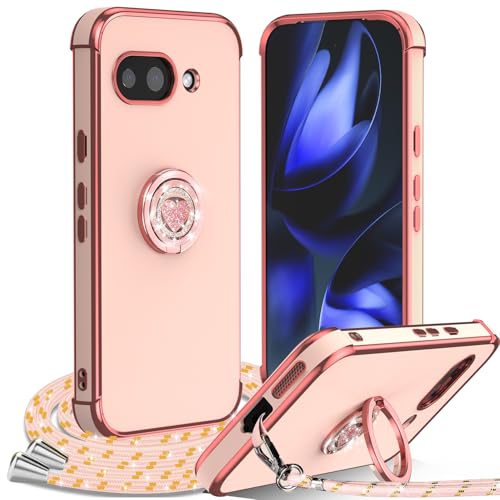 IBETEK Hülle für Google Pixel 9A mit Band, Handykette Herz Ring Ständer HandyHülle mit Kordel für Frauen Mädchen Stoßfeste Anti-Kratzt SchutzHülle mit Schnur für Google Pixel 9A Case, Rosa IBETEK Hülle für Google Pixel 9A mit Band, Handykette Herz Ring Ständer HandyHülle mit Kordel für Frauen Mädchen Stoßfeste Anti-Kratzt SchutzHülle mit Schnur für Google Pixel 9A Case, Rosa von IBETEK