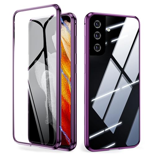 IBETEK Hülle für Samsung Galaxy A55 5G, Magnetische Adsorption Handyhülle 360 Grad Schutz Aluminiumrahmen mit Gehärtetes Glas, Starke Magneten Stoßfest Metall Flip Case Cover - Lila IBETEK Hülle für Samsung Galaxy A55 5G, Magnetische Adsorption Handyhülle 360 Grad Schutz Aluminiumrahmen mit Gehärtetes Glas, Starke Magneten Stoßfest Metall Flip Case Cover - Lila von IBETEK