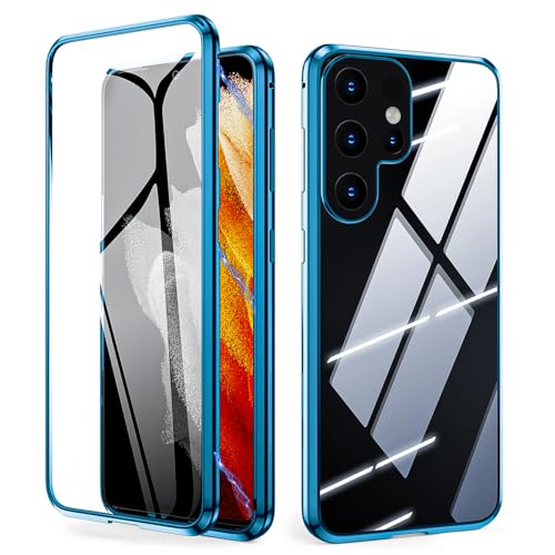 IBETEK Hülle für Samsung Galaxy S24 Ultra 5G, Magnetische Adsorption Handyhülle 360 Grad Schutz Aluminiumrahmen mit Gehärtetes Glas, Starke Magneten Stoßfest Metall Flip Case Cover - Blau IBETEK Hülle für Samsung Galaxy S24 Ultra 5G, Magnetische Adsorption Handyhülle 360 Grad Schutz Aluminiumrahmen mit Gehärtetes Glas, Starke Magneten Stoßfest Metall Flip Case Cover - Blau von IBETEK