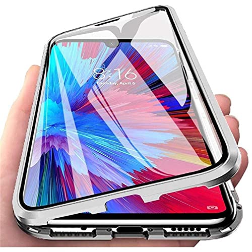 IBETEK Hülle für Xiaomi Mi 13, Magnetische Adsorption Handyhülle 360 Grad Schutz Aluminiumrahmen mit Gehärtetes Glas, Starke Magneten Stoßfest Metall Flip Case Cover - Silber von IBETEK