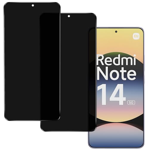 IBETEK Schutzfolie für Redmi Note 14 5G Sichtschutz, [2 Stück] Anti Spy Panzerglasfolie Privacy Tempered Glass 9H Härte Gehärtetem Schutz Glas Dunkel Schwarz Folie Blickschutzfolie Displayschutzfolie von IBETEK