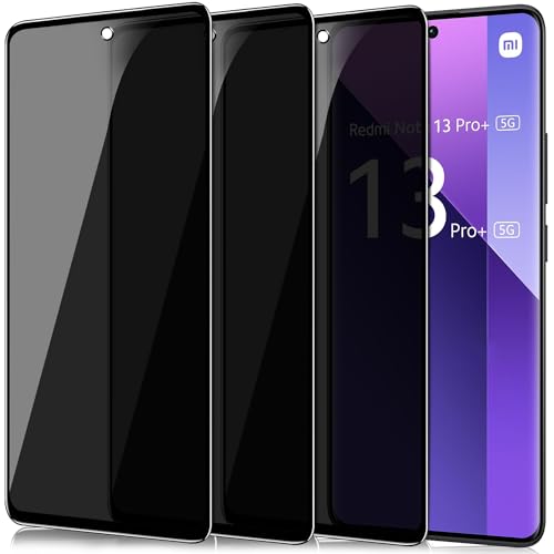 IBETEK Schutzfolie für Xiaomi Redmi Note 13 Pro Plus/Note 13 Pro+ 5G Sichtschutz, [3 Stück] Anti Spy Sichtschutz Panzerglasfolie Tempered Glass 9H Härte Gehärtetem Glas Dunkel Folie Blickschutzfolie von IBETEK