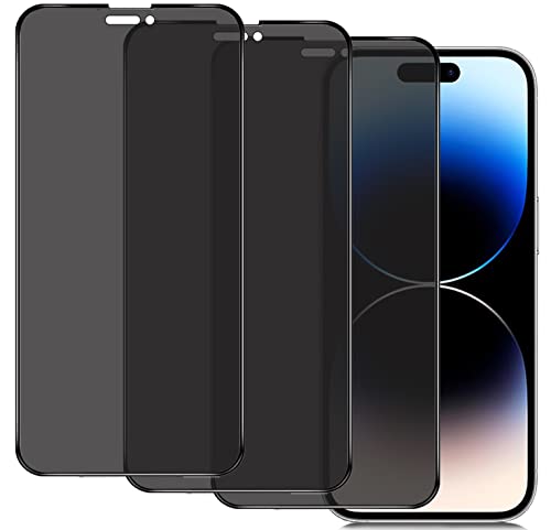 IBETEK Schutzfolie für iPhone 14 Pro Sichtschutz, [3 Stück] Anti Spy Sichtschutz Panzerglasfolie Tempered Glass 9H Härte Gehärtetem Glas Dunkel Folie Blickschutzfolie Displayschutzfolie von IBETEK