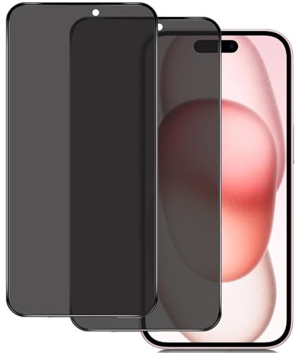 IBETEK Schutzfolie für iPhone 15 Sichtschutz, [2 Stück] Anti Spy Sichtschutz Panzerglasfolie Tempered Glass 9H Härte Gehärtetem Glas Dunkel Folie Blickschutzfolie Displayschutzfolie von IBETEK